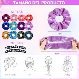 HEYMKGO 32PCS Scrunchies de Terciopelo con Ligas para Cabello para Mujer y Adolescente, Colores Variados y Negro, Accesorios Suaves para Coletas, Uso 