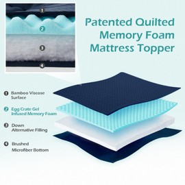 Hansleep Full Size Memory Foam Mattress Pad Topper, Full Foam Mattress Topper Viscose Derived from Bamboo, Full Bed Mattress Pad Cover for Back Pain Relief, 54" x75", Navy Blue