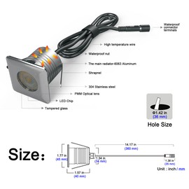 CNBRIGHTER LED In-Ground Well Lights Square,3W, DC12V-24V Waterproof IP67,Aluminum&Stainless Steel,Buried Underground Outdoor Landscape Lightings,Warm White 3000K