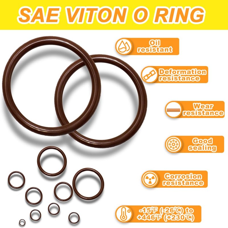 KEZE 382 Pcs SAE Viton O Ring Assortment Kit 30