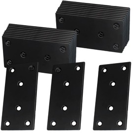 50-Pack Black Flat Mending Plates,3.15inx1.6in,Stainless Steel Flat Brackets ,Heavy Duty Flat Straight Bracket for Wood, Furniture Fence Bookcase