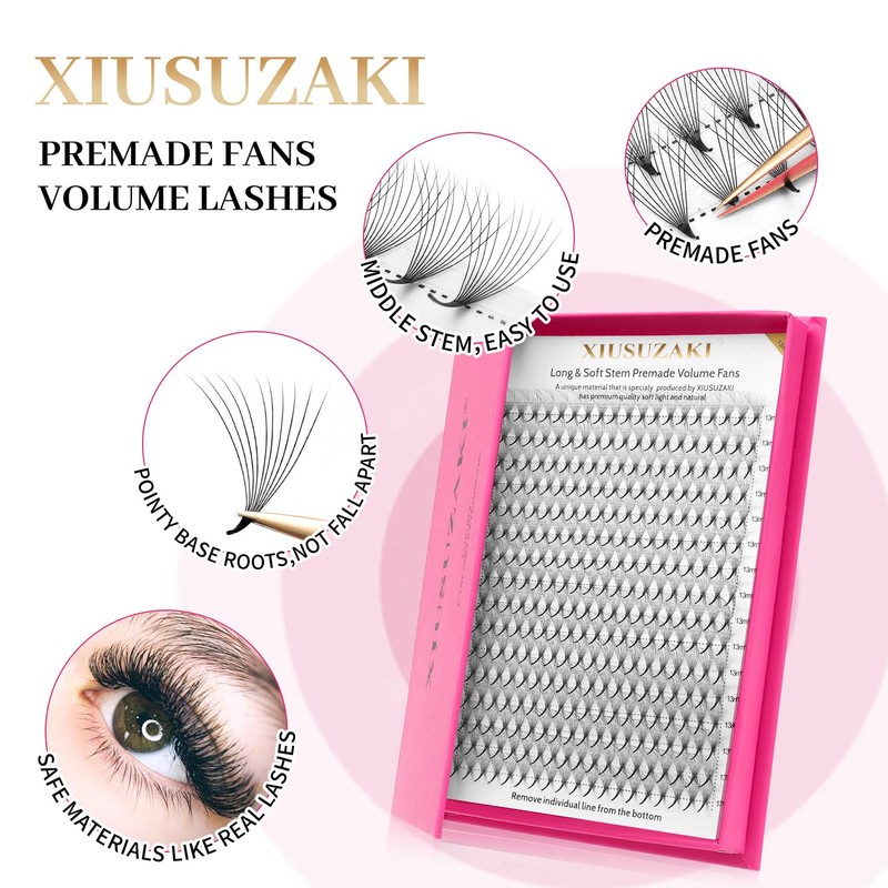 XIUSUZAKI Premade Fans Eyelash Extensions 7D Volume Lash Extensions 0.07