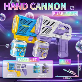 Bubble Gun for Kids, 2 Pcs Automatic Bubble Gun with 2 Bottles of Bubble Solution, 5000+ Bubbles Per Min Bubble Maker Outdoor Toys for Party