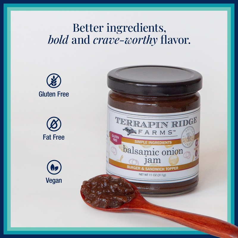 Terrapin Ridge Farms Balsamic Onion Jam, Rich Caramelized Flavor, Vegan