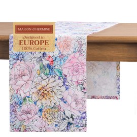 Maison d' Hermine Tablerunner 100% Cotton Table Runner Decorative Table Runners, Home, Wedding, Buffet Party & Camping, Floral Love (Single Layer) - Spring/Summer (14.50"x108")