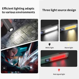 YZYOE Rechargeable LED Pen Light, Outdoor Portable Multifunctional Work Light, 6 Mode White, 3500K Warm Lamp and Red Lamp, Equipped with Magnetic Attraction and Battery Level Display.