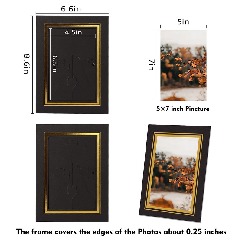 5x7 Cardboard Photo Frame, Paper Picture Frame Cards with Easel,