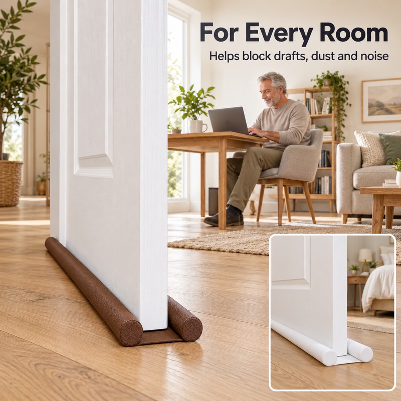 Door Draft Stopper Under Door – Double-Sided 36.6 Inch Cut-to-Fit