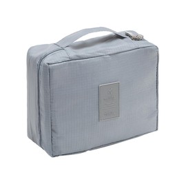 Artkingdome Flat Travel Toiletry Organizer Bag Large Capacity Portable Travel Multifunctional Makeup Skincare Storage Bag Gray