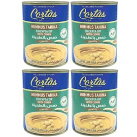 Cortas - Hummus Tahini Chickpea Dip with Cumin (Pack of 4), Ready to Serve, 14oz X 4