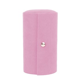 ANKROYU Jewelry Storage Box Organizer Fashionable Portable Folding Cylindrical MultiFunctional Jewelry Organizer for Women Girls Travel Home Decor Suede Velvet Red Pink 3.0in x 5.1 (Pink)