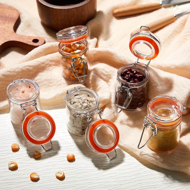Norme 24 Pcs Glass Spice Jars with Airtight Lid, Leakproof