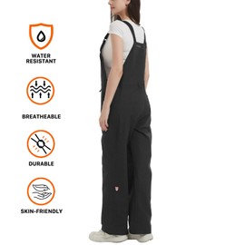 WUSTENKATZE Women's Waterproof Tough Flex Canvas Bib Overalls, Black, Large