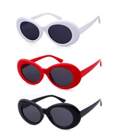 Laurinny Sunglasses Oval Clout Goggles for Women Men Trendy Cute Retro Round Sun Glasses Costume Party Frame