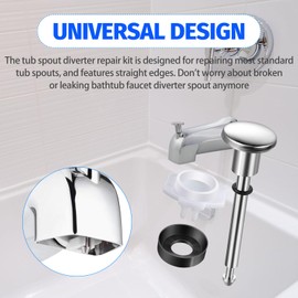 2 Set Tub Spout Diverter Repair Kit, Includes 2 Diverter Valve Stems, 2 Cup Seals and 2 Gates, Bathroom Shower Bathtub Leak Faucet Repair Replacement Parts, Chrome Plated