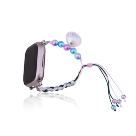 Yreamont Laser Shell Watch Band Bracelet for Women Girls Cute Smart Watch Strap with Shell Pendant, Glitter Smart Watch Bands for Women Girls Fashionable Accessories for Summer Thin Watchband