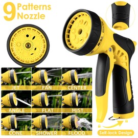 TLGREEN Retractable Garden Hose Reel, 1/2in x 100 ft Water Hose Reel Wall Mount Heavy Duty, Rewind Storage, 9-Function Sprayer Nozzle, Any Length Lock, Slow Return System, 180°Swivel Bracket，Yellow