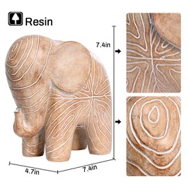 Kakizzy Elephant Statue, African Animal Decor, Wooden Elephant Gift for Women, Boho Decor for Living Room, Shelf, Office（1Pack, Big）