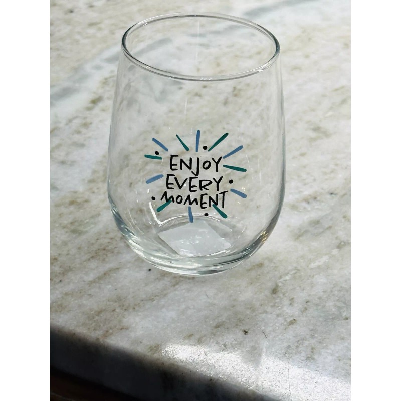 Cristar “Enjoy Every Moment ”. 16.8 oz Inspirational Seamless Bear/Wine
