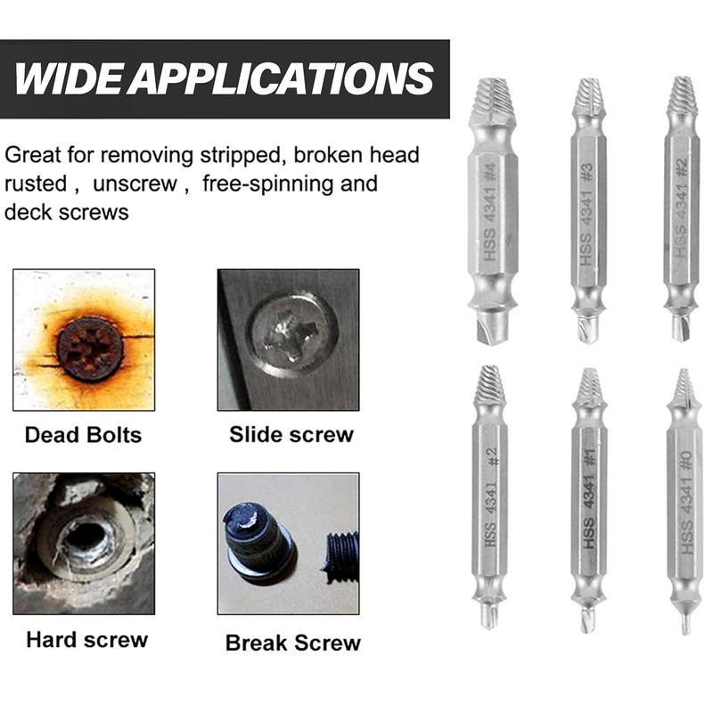 Yotsuba 6Pcs Damaged Screw Extractor Kit, Broken Bolt Remover Set,