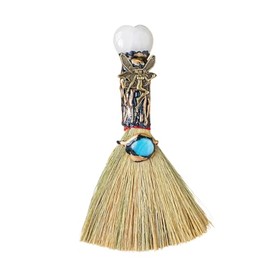 Xuoxeji Xuoxeji Crystal Witch Wiccan Altar Broom,Witchcraft Witches Pagan Altar Decor, Handmade Ritual Magic Ceremonial (White crystal)