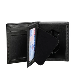 Hidden Badge Bifold Wallet USAF SP Air Force Security Police Badge and ID Case Hidden Badge Wallet (Cutout DK-197) Black Leather
