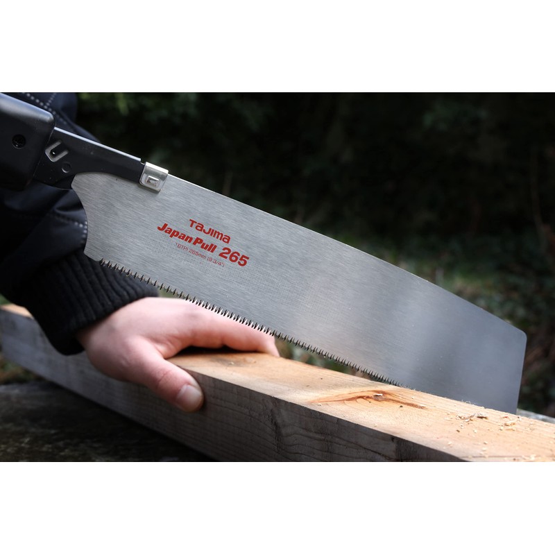 Tajima PUL-265 Japan Pull Saw with Curved-Grip, Silver/Black