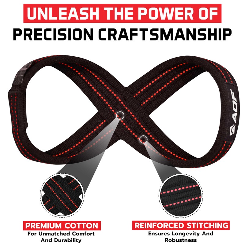 AQF Figure 8 Lifting Straps, Anti Slip Gym Wrist Supports