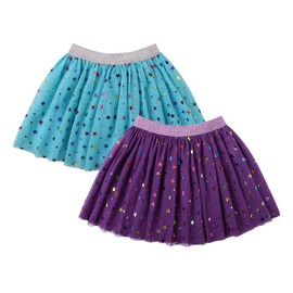 DaniChins Girl's Layered Tutu Skirt Tulle Princess Sparkle Skirt for Little Girl, Purple, Blue, 5