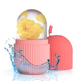 FLOREXIA Rodillo de Hielo Facial,Compresa de Hielo Reutilizable,Enfriador Facial,Molde de Hielo Facial,Herramienta para Cuidado del Masaje Facial,Aclara Tono de Piel,Realza Belleza Facial,Rosa