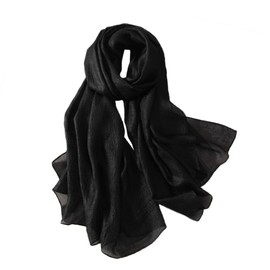 HURESON Silky Scarf Soft Elegant Pashmina Shawl Scarves Long Lightweight Sunscreen Shawls for Women Solid Color (Black)