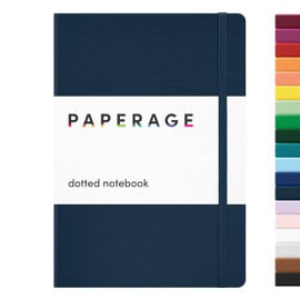 PAPERAGE Dotted Journal Notebook, (Navy), 160 Pages, Medium 5.6 inches x 8 inches - 100 GSM Thick Paper, Hardcover