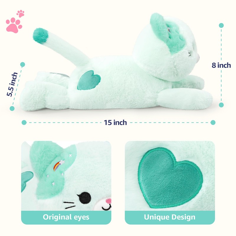Onsoyours Original Heatable & Weighted Rainbow Cat Stuffed Animals, 15"