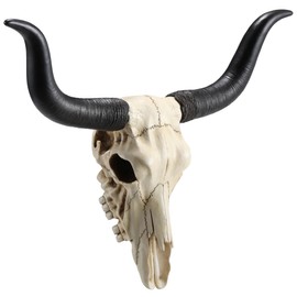 Veronese Design 14 Inch Long Horn Animal Skull Resin Wall Sculpture