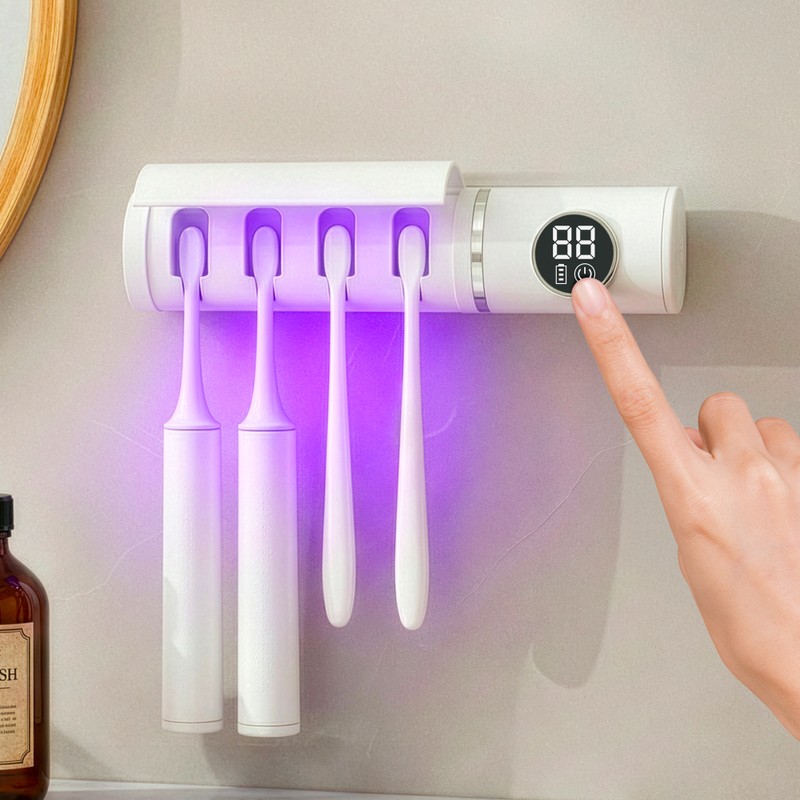 UV Toothbrush Sanitizer & Holder, UVC + UVA Sterilizer with