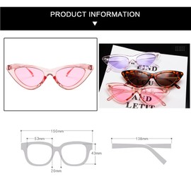 Ggpyyon Vintage Cat Eye Sunglasses for Women Retro Narrow Cateye Party Sun Glasses(Pink)