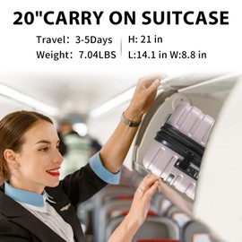 EMPSIGN Hardside Expandable Carry On Luggage Airline Approved, Carry On Suitcase with Spinner Wheels & Built-in TSA Lock, Durable Suitcase Rolling Luggage, Carry-On 20-Inch, Light Purple