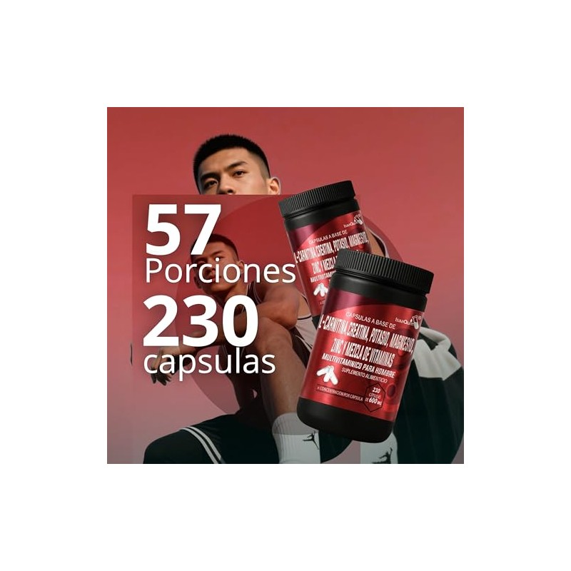 Multivitamínico para Hombre con L-Carnitina, Creatina, Magnesio, Zinc, Potasio y