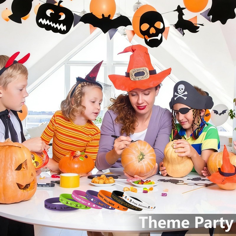 Mersper 60Pcs Wicked Silicone Bracelets Ghost Rubber Wristbands, Classroom Prizes