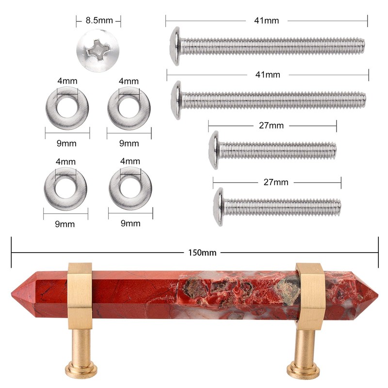 TUMBEELLUWA Double Crystal Points Cabinet Knob with Screws, Stone Wand