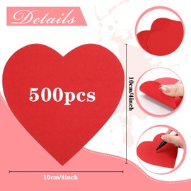 Ctosree 500 Pcs Heart Cutouts Bulk 4 Inch Red Heart Shape Paper Cut Outs Valentines Hearts Shape Die Cuts for Valentine's Day Love and Peace Craft Projects
