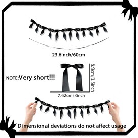 JeVenis 2Pcs Black Garland Black Bow Ribbon Banner Coquette Bachelorette Birthday Bow Party Decorations