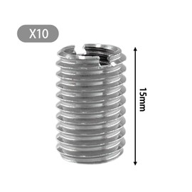 Threaded Sleeve M8 x M10 with Slotted Profile for Precise Thread Reinforcement - Made of Stainless Steel, 15 mm Thread Insert and Thread Adapter for Thread Repair (Pack of 10)