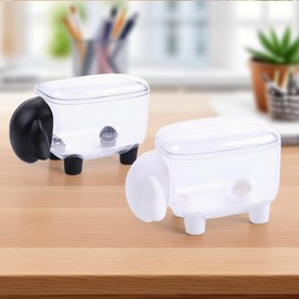 Sounxun 2-Pack Sheep Acrylic Cotton Ball & Qtip Dispenser with Lid | Adorable Sheep-Shaped Vanity Organizer Canisters for Bathroom Countertops | Stylish Black/White Set - Gift for Girls