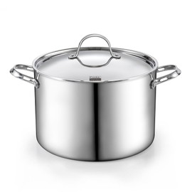 Cooks Standard Multi-Ply Clad Stainless Steel Stock Pot, 12-Quart Pasta Cooking Canning Pot with Lid, Deep Stockpot Large Soup Pot Induction Cookware, Silver