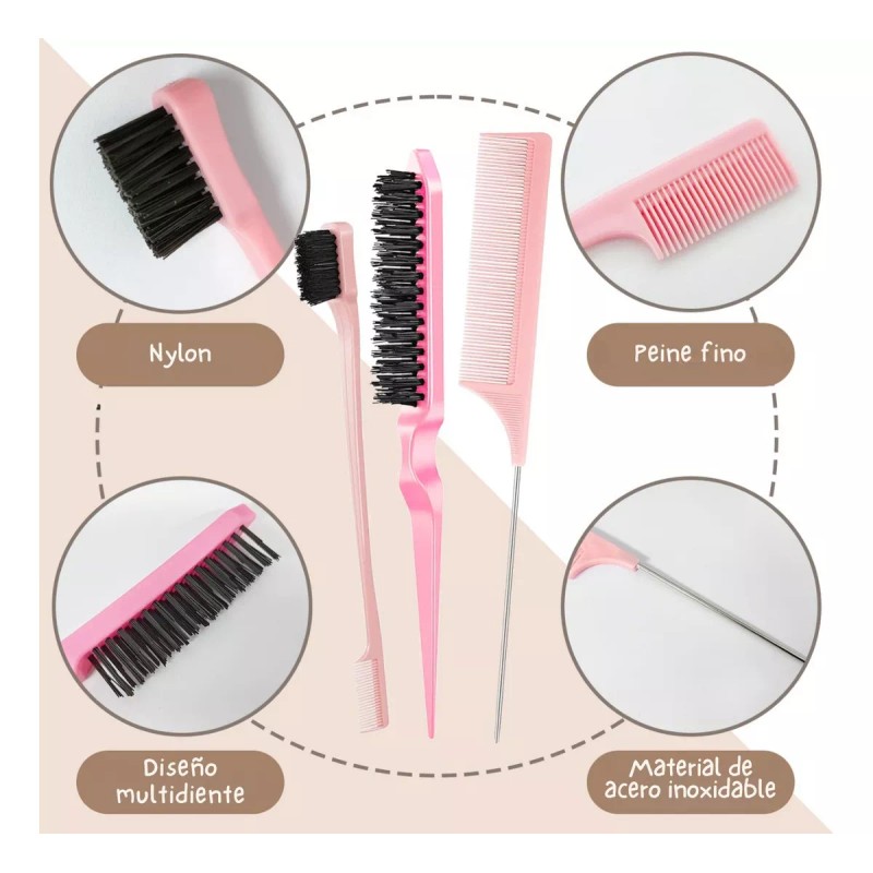 Veraly Cepillo para cabello plano Veraly negro x 4 u