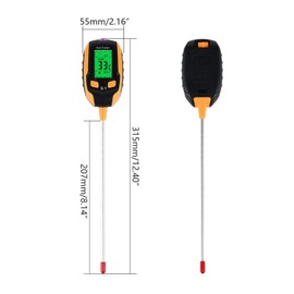 5 in 1 Soil PH Meter, Soil Tester Moisture with Light/PH/Temperature, Plant Thermometer Test, Moisture Meter Light for Gardening, Farming, Farm and Lawn