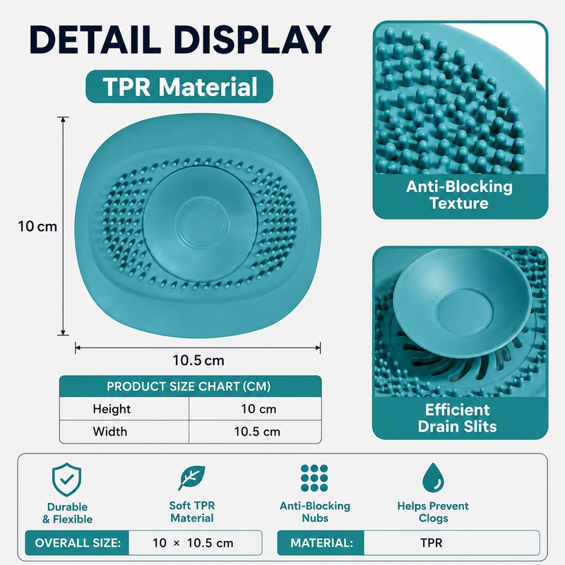 Anti-Blocking Drain Strainer for Bathroom & Kitchen - Flexible TPR