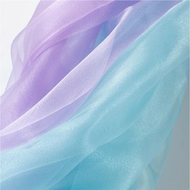 Organza Fabrics for Sewing, Light Shine Fabric, Shiny Satin, Wedding Fabric Decorative Fabric, Costume Fabric, for Curtains, Table Decorations, Wedding Decorations, Pack of 2, Blue + Purple (1.5 x 1