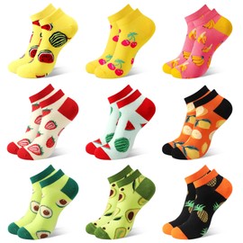 Utensilsto 9 Pairs of Funny Trainer Socks Women's 39-42 Cotton Colourful Socks Women's Good Mood Short Socks